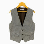 Over-D gilet bambino marrone panna in pied de poule - Abbigliamento bambini firmato | CDifferent Outlet