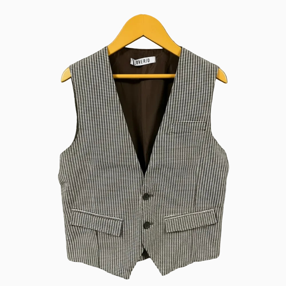 Over-D gilet bambino marrone panna in pied de poule - Abbigliamento bambini firmato | CDifferent Outlet