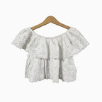 Mayoral crop top in sangallo bianco con volant bambina - Abbigliamento bambini firmato | CDifferent Outlet