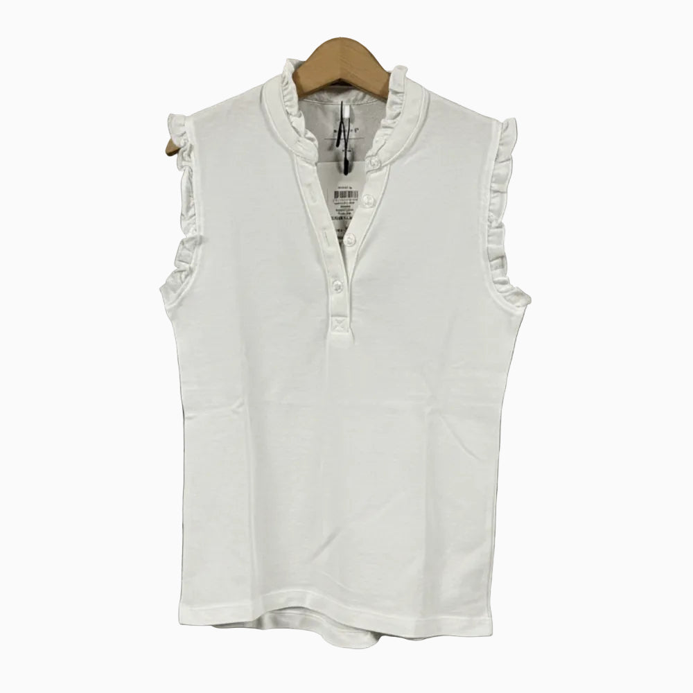 Name It top bianco a costine senza maniche con scollo arricciato bambina - Abbigliamento bambini firmato | CDifferent Outlet