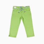 Mayoral pantalone pinocchietto bambina verde con cintura a treccia