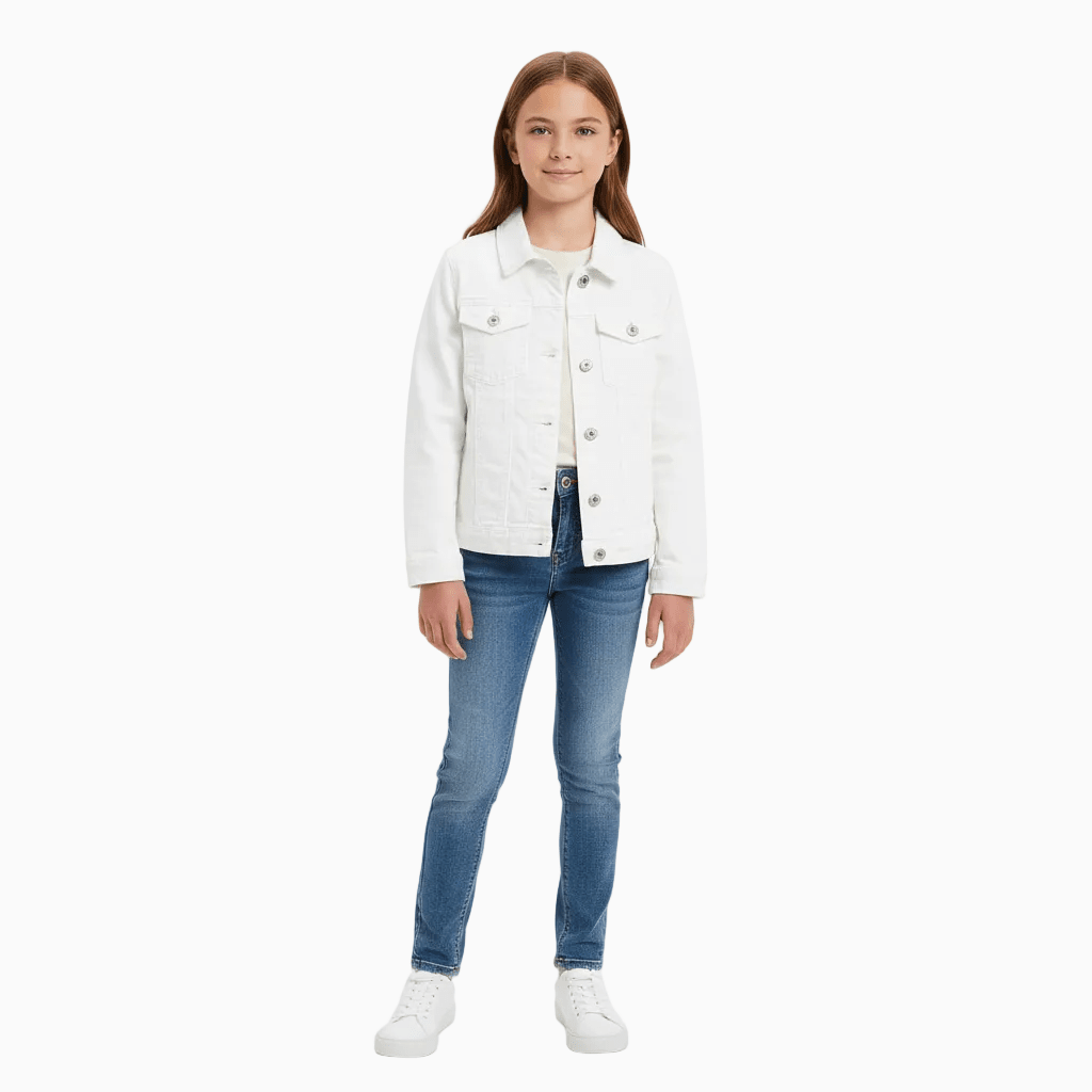 Only giacca di jeans bambina bianca con tasche