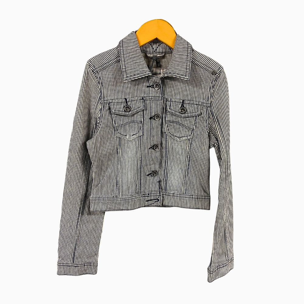 Garcia giacca in jeans bambina a righe bianche e blu - Abbigliamento bambini firmato | CDifferent Outlet