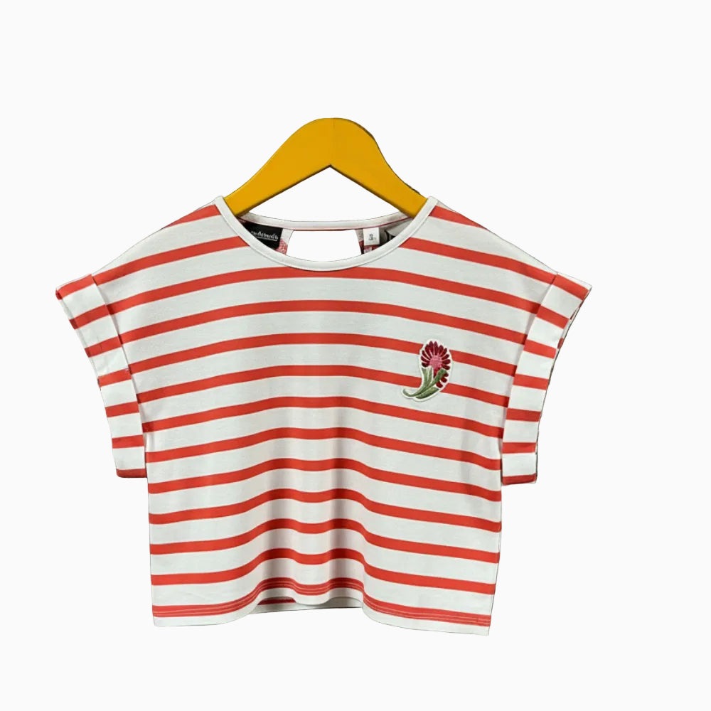 Sarabanda top a righe bianche e rosse bambina