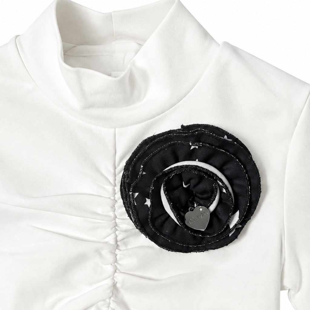 Alice Pi lupetto avorio con spilla fiore nera bambina | CDifferent Outlet