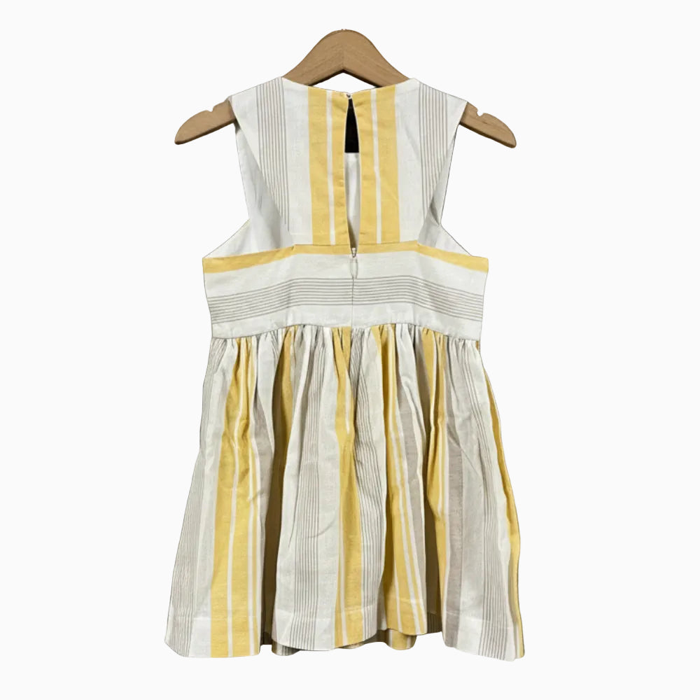 Mayoral vestito bambina a righe bianche e beige con maxi fiocco - Abbigliamento bambini firmato | CDifferent Outlet