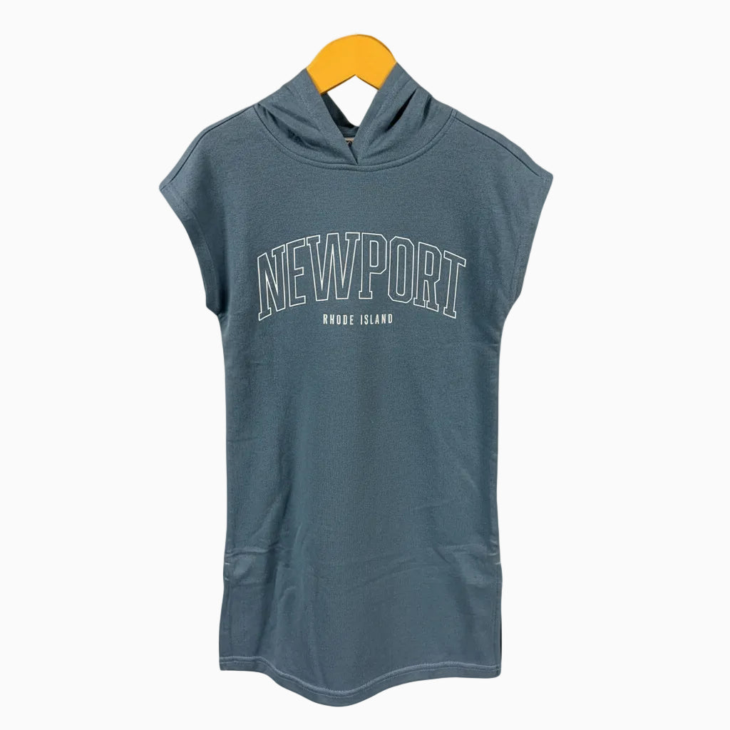 Only vestito bambina in felpa con cappuccio blu