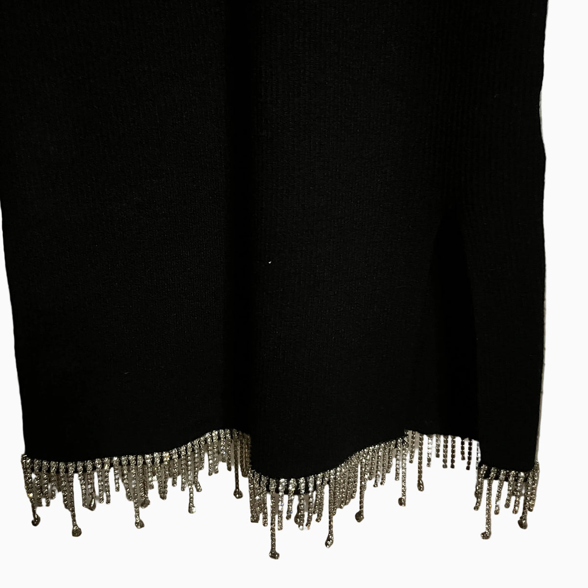 To Be Too Abito in Maglia Nero con Frange di Strass bambina
