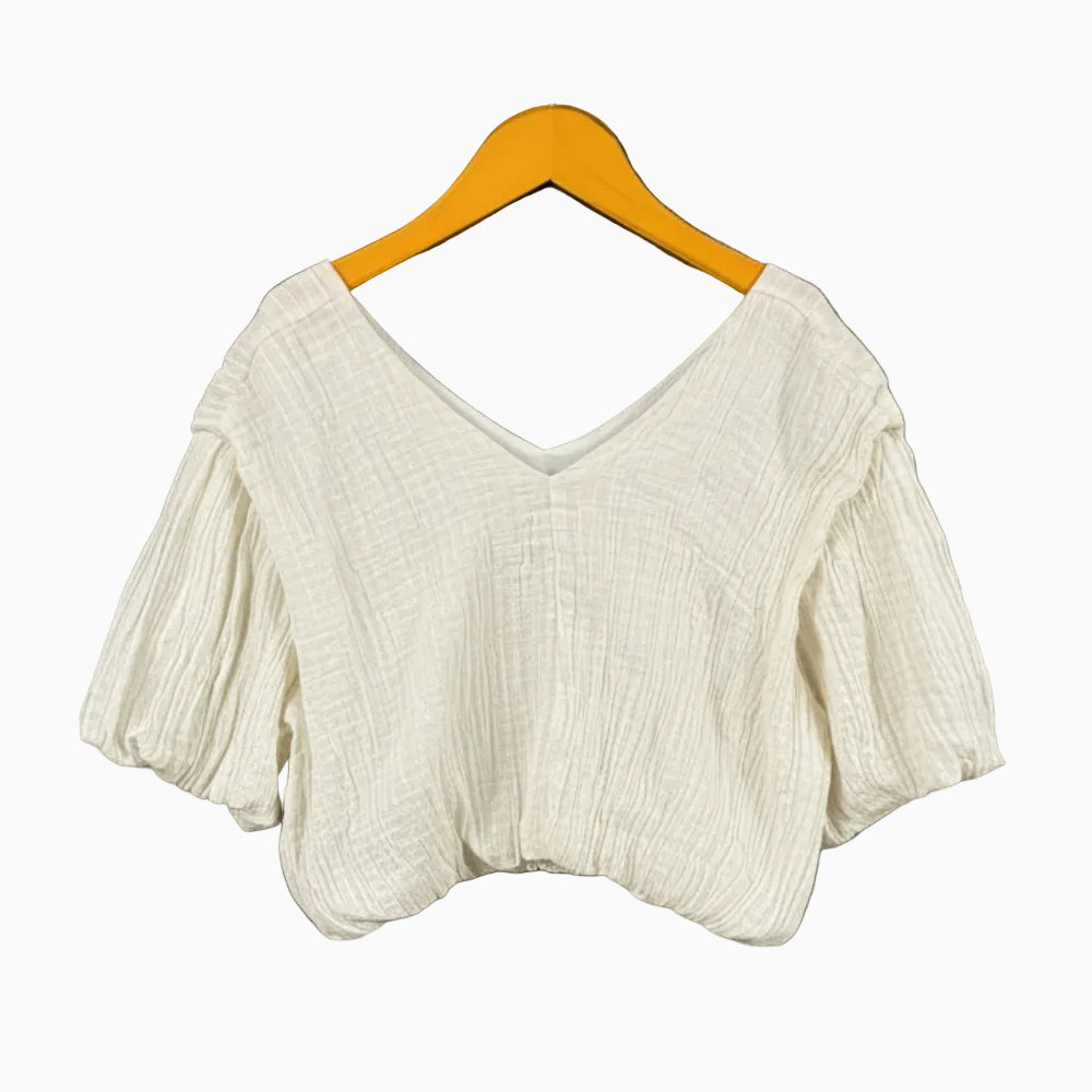 Please top crop panna con maniche a palloncino bambina