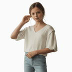 Please top crop panna con maniche a palloncino bambina - Abbigliamento bambini firmato | CDifferent Outlet
