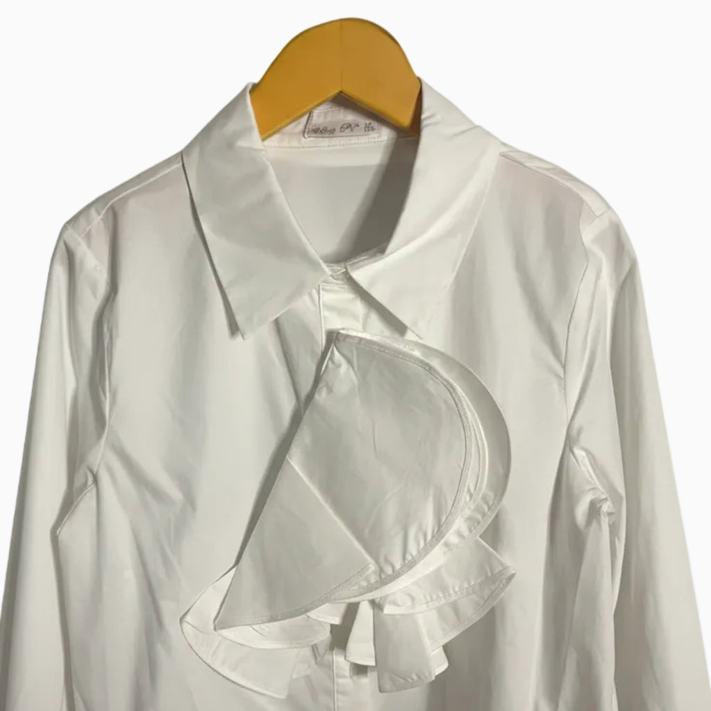 Alice Pi camicia avorio elegante con maxi volant frontale bambina