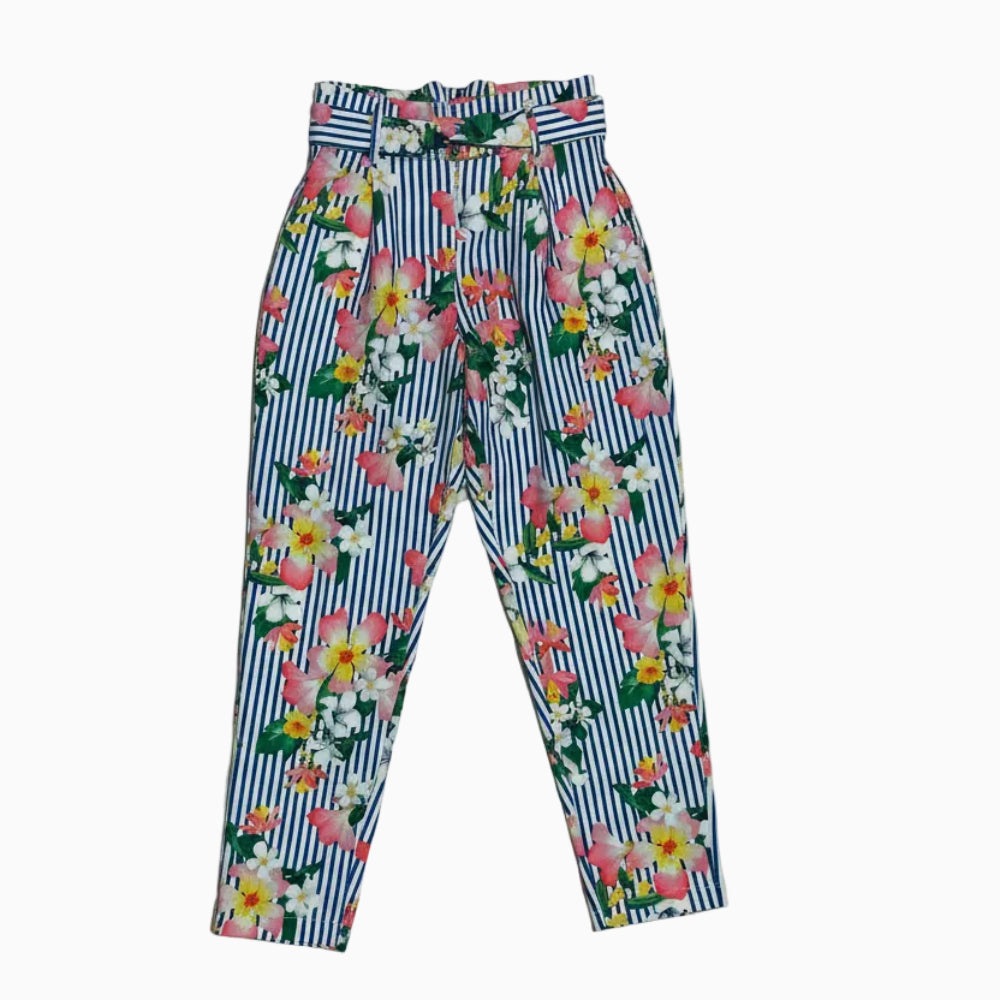 Mayoral pantalone bambina rigato fiori - Abbigliamento bambini firmato | CDifferent Outlet