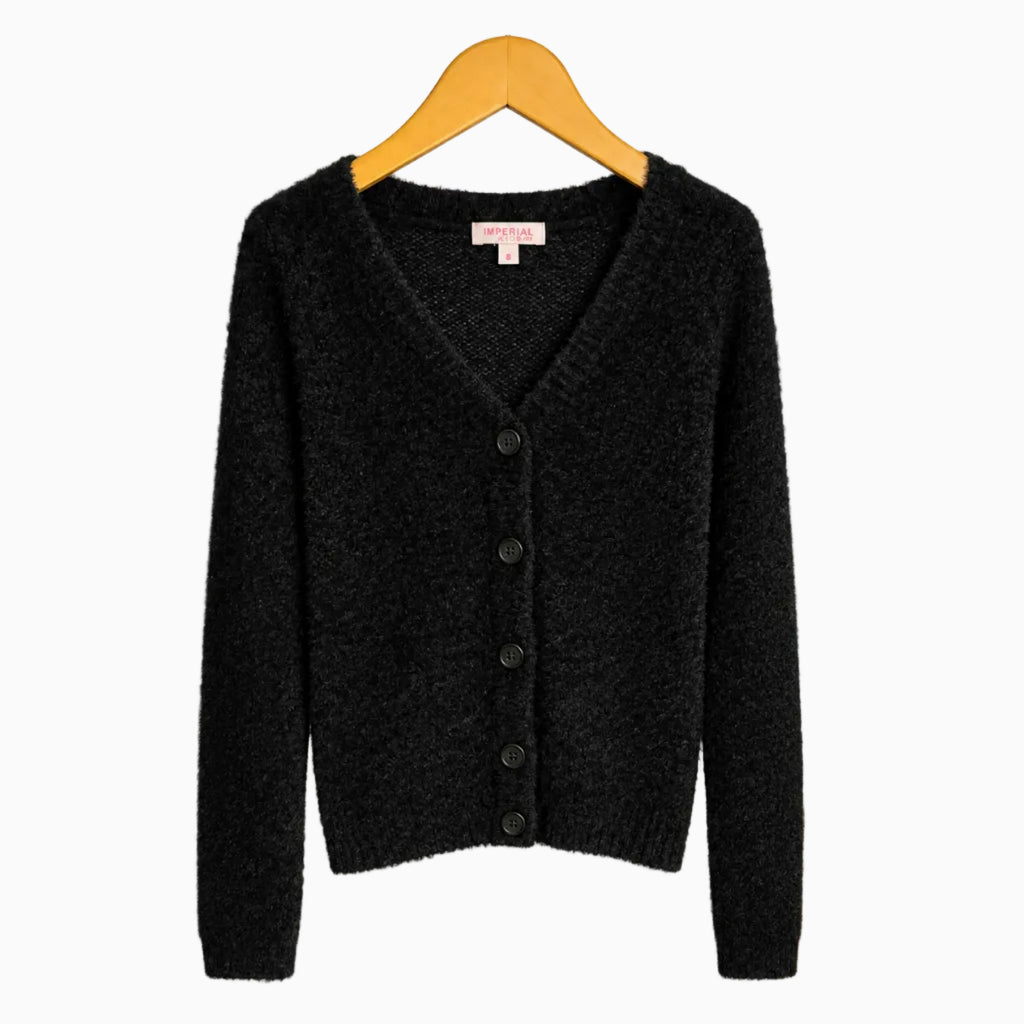 Imperial cardigan effetto peluche Nero bambina | CDifferent Outlet