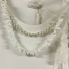 Miss Grant vestito elegante bianco e rosa con perle - Abbigliamento bambini firmato | CDifferent Outlet