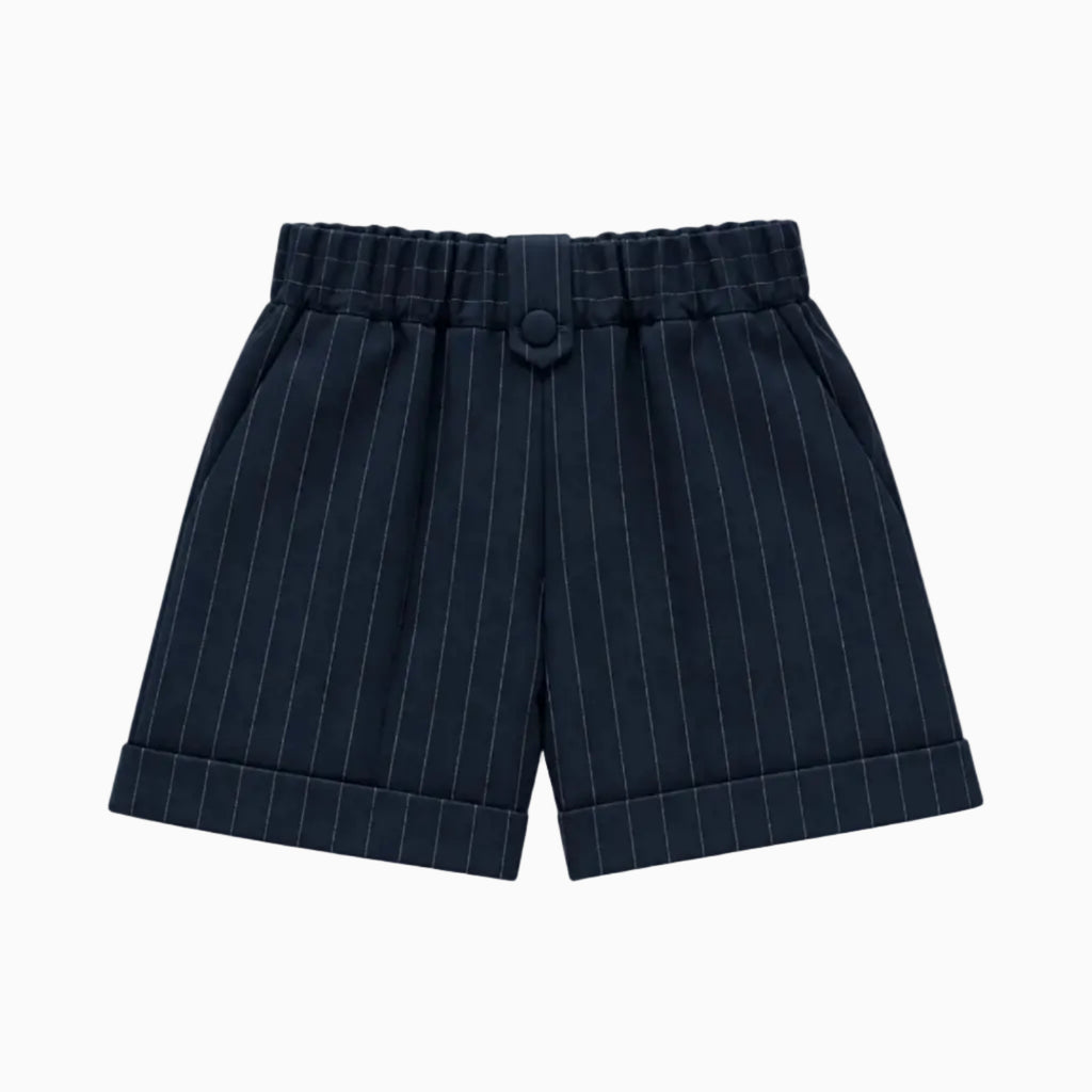 Retro shorts sartoriali bambina vita elastica e bottoni decorativi
