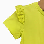 Mayoral t-shirt neonata giallo lime con volant e dettagli in sangallo - Abbigliamento bambini firmato | CDifferent Outlet