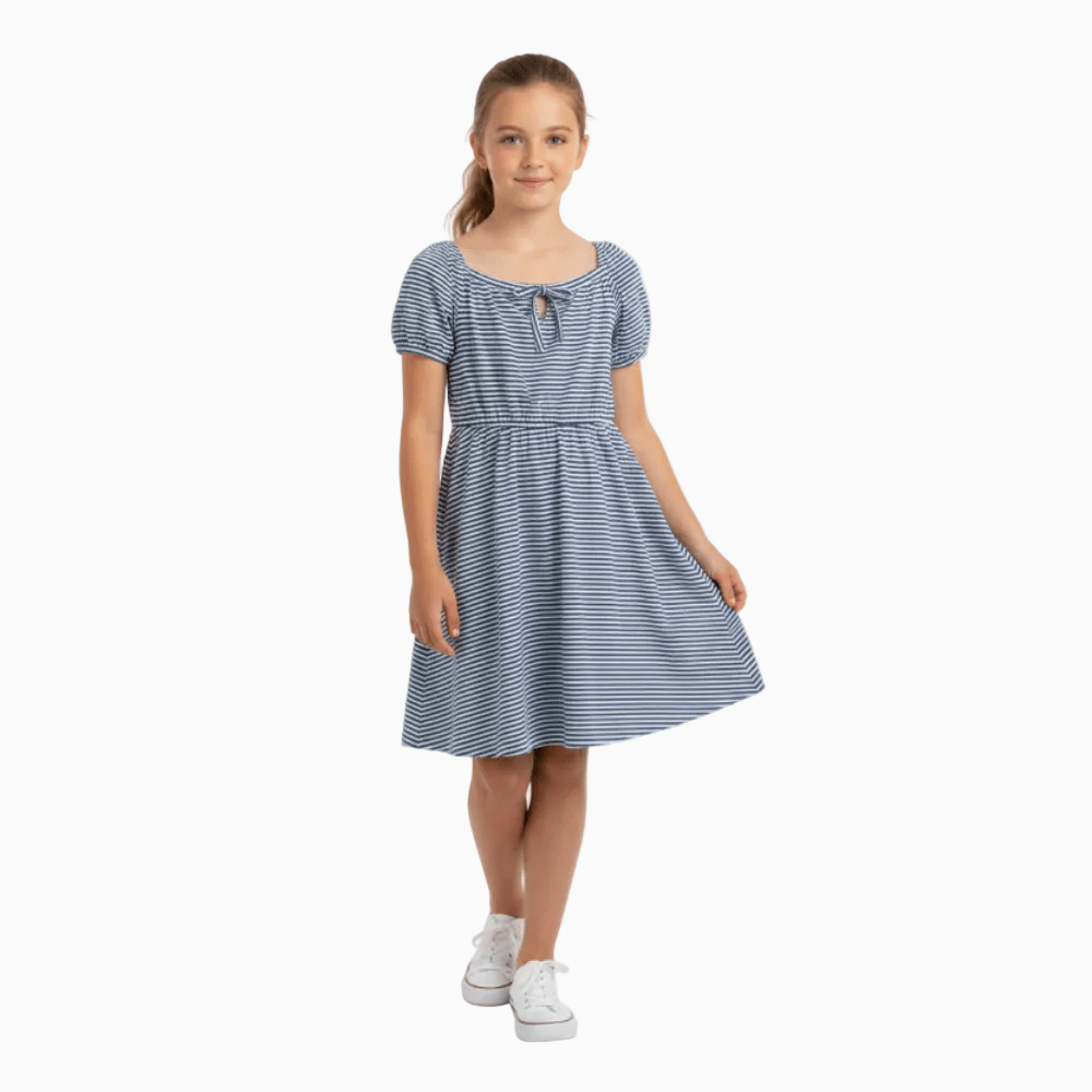 Please vestito a righe bianco e blu bambina