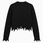RefrigiWear maglione nero cropped con dettagli strappati bambina | CDifferent Outlet