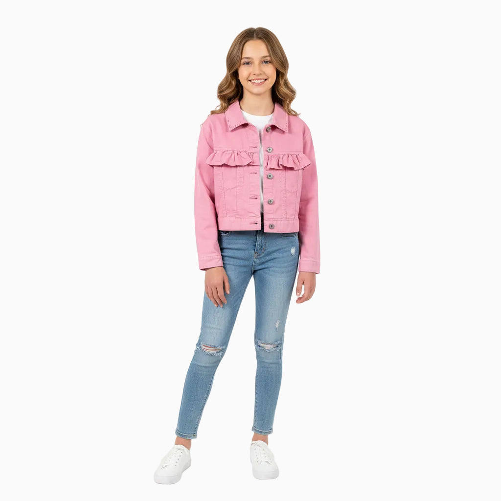 Please giacca bambina rosa con balza - Abbigliamento bambini firmato | CDifferent Outlet