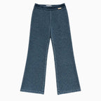 Pantaloni svasati bambina Alice Pi grigio blu metallizzato con vita in velluto
