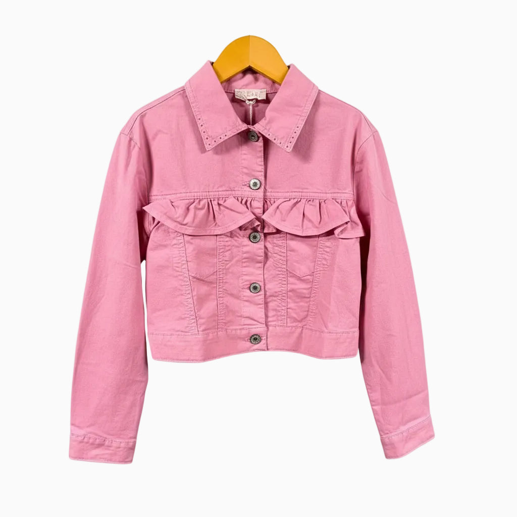 Please giacca bambina rosa con balza