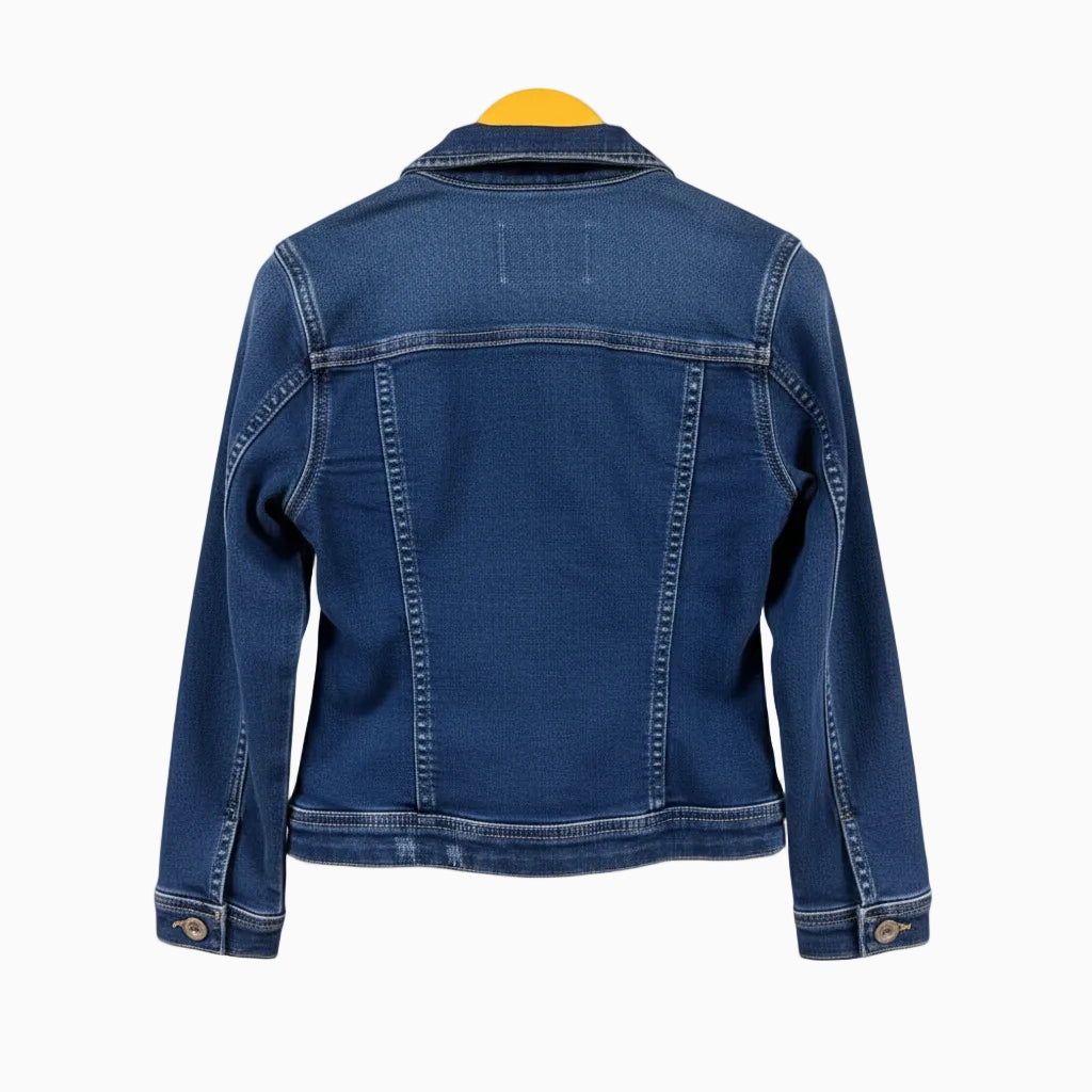 Only giacca blu jeans bambina con ricami