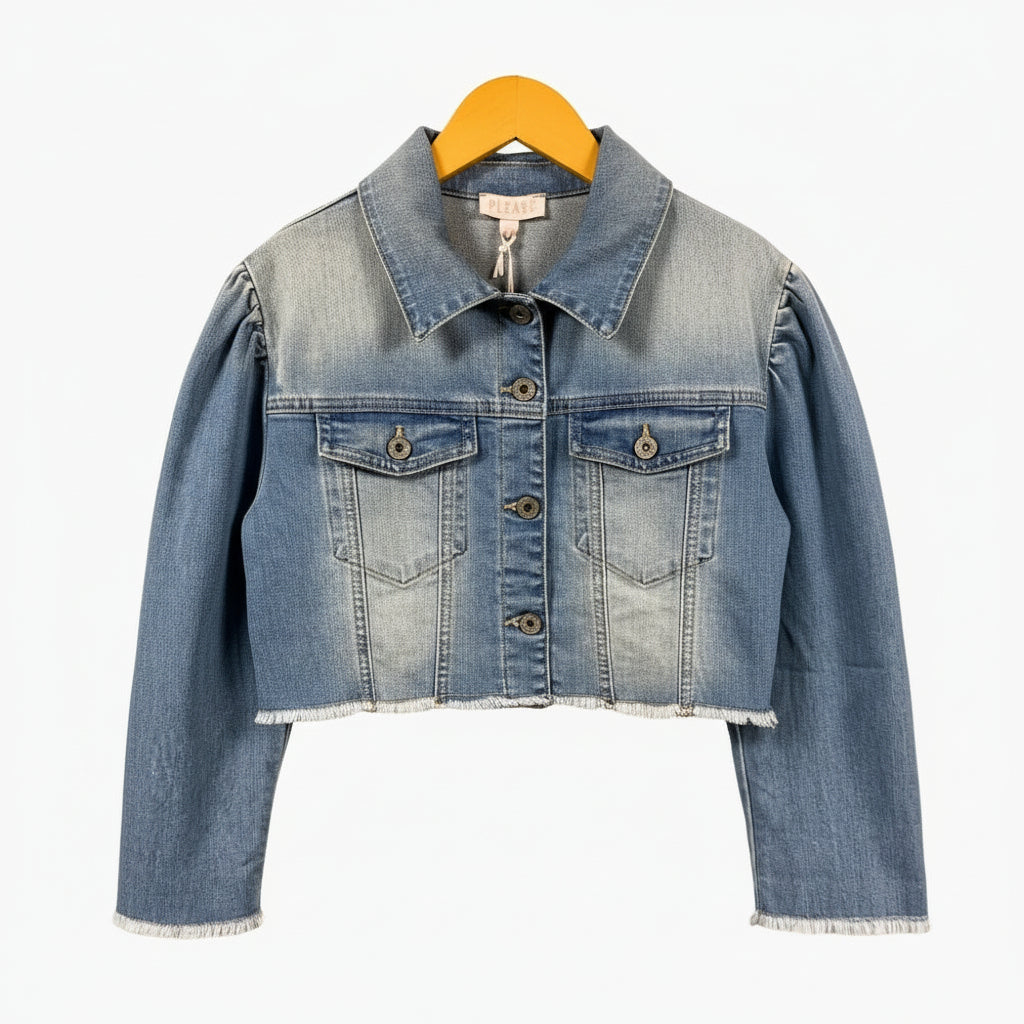 Please giacca di jeans bambina con frange