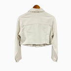 Mayoral giacca di jeans cropped bambina panna con frange