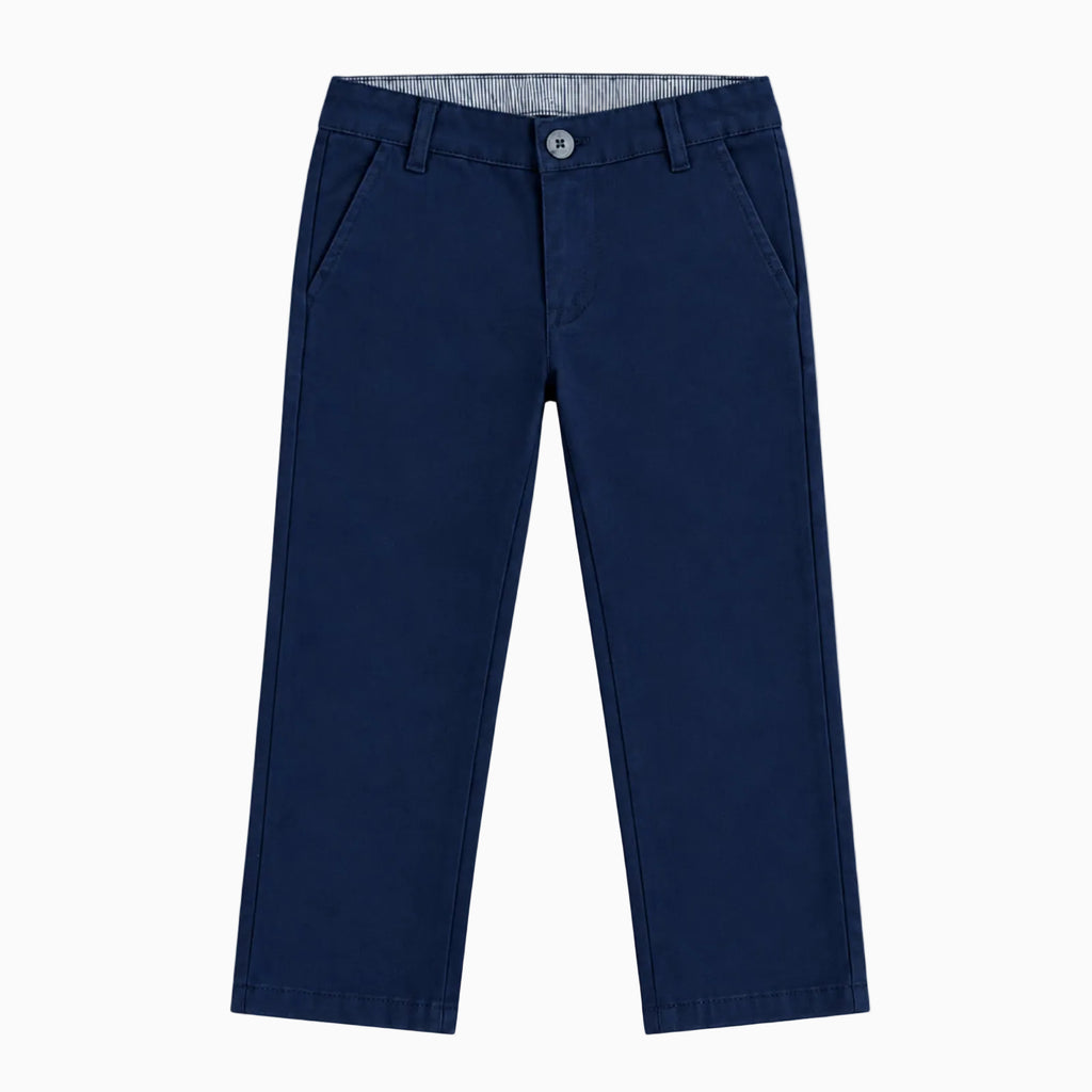 Pantalone classico blu navy bambino vita regolabile tasche inclinate cotone
