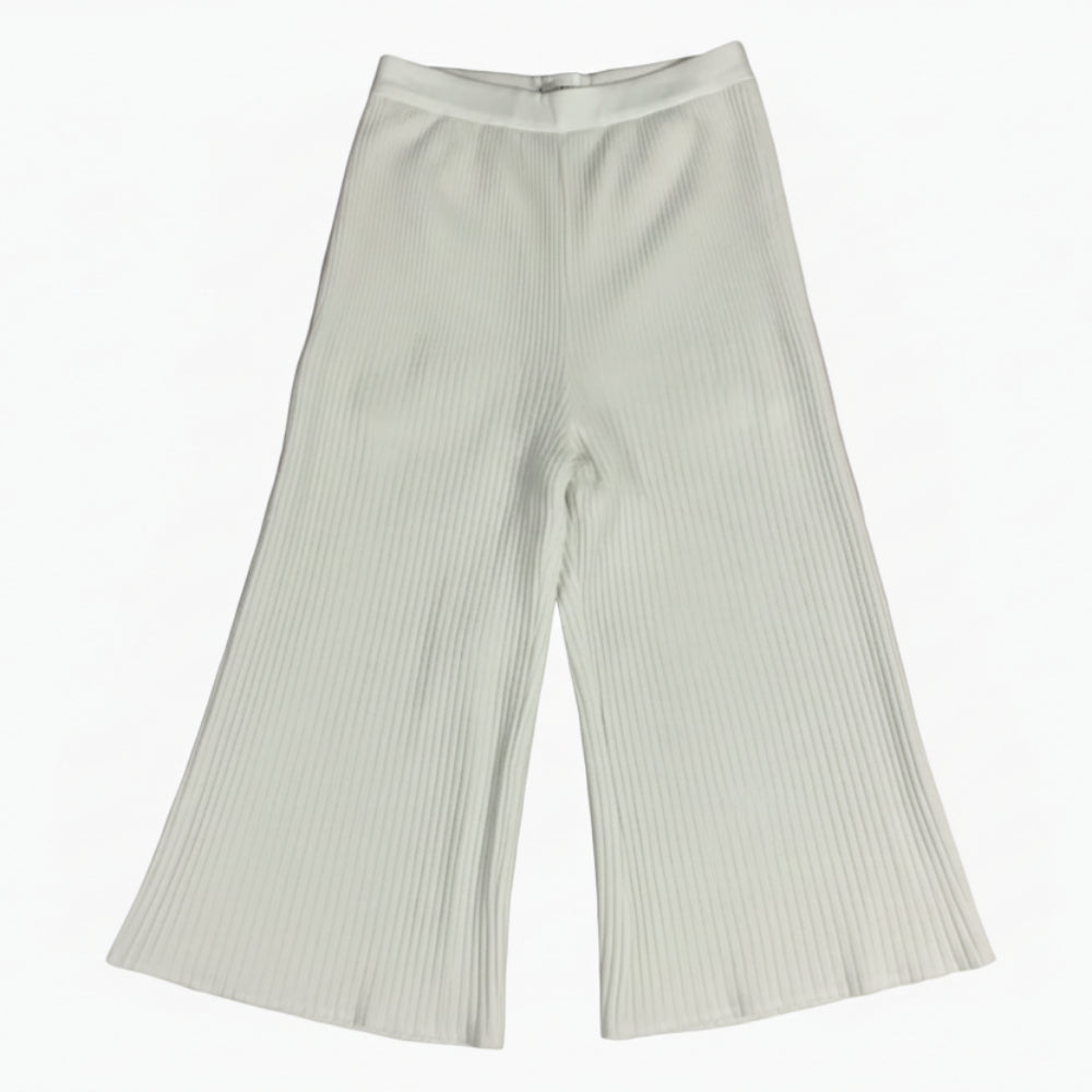 Sarabanda pantalone wide-leg plissè bianco bambina