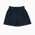Shorts sartoriali grigi gessati bambina con vita alta e risvolto