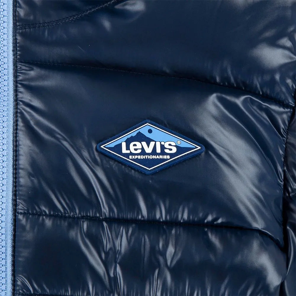 Levi's piumino bambino blu imbottito con cappuccio e interno in pile | CDifferent Outlet