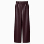 Pantalone bambina ecopelle viola scuro frontale vita strutturata