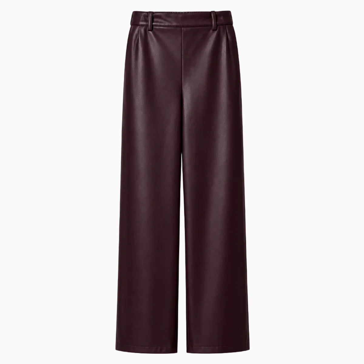Pantalone bambina ecopelle viola scuro frontale vita strutturata