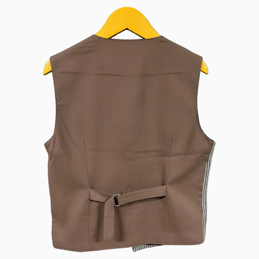 Over-D gilet bambino marrone panna in pied de poule - Abbigliamento bambini firmato | CDifferent Outlet