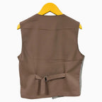 Over-D gilet bambino marrone panna in pied de poule - Abbigliamento bambini firmato | CDifferent Outlet