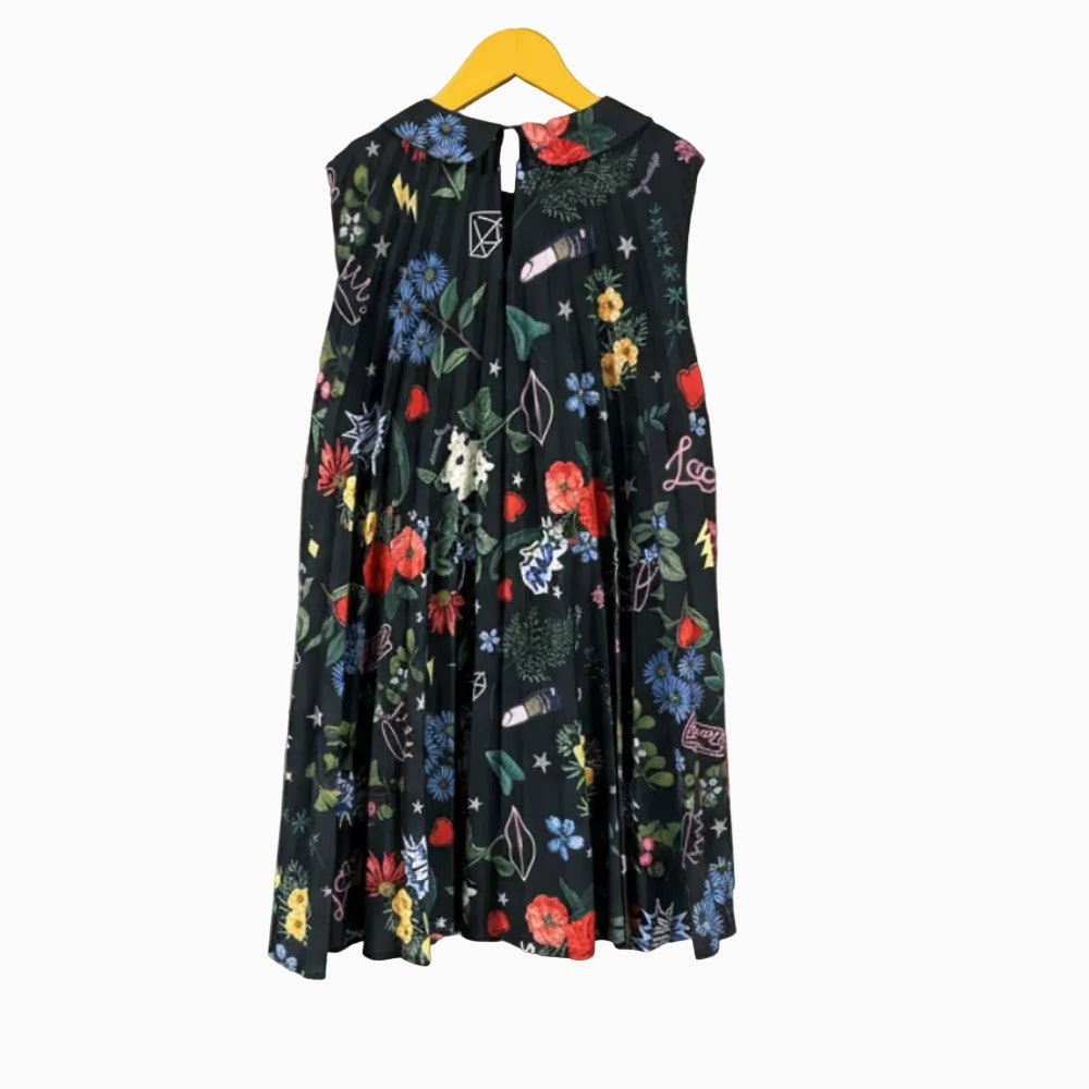 Monnalisa vestito plissettato bambina nero con fiori - Abbigliamento bambini firmato | CDifferent Outlet