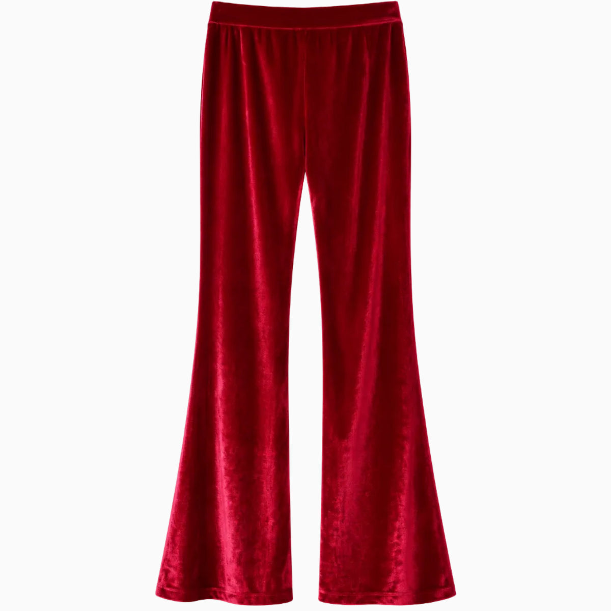 Pantalone a zampa in velluto rosso scuro per bambina con vita elastica
