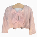Le Bebè cardigan felpa neonata lavorato a trecce con fiocchi in tulle | CDifferent Outlet