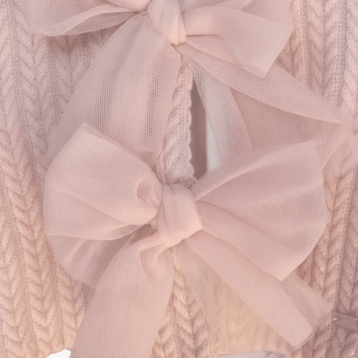 Le Bebè cardigan felpa neonata lavorato a trecce con fiocchi in tulle | CDifferent Outlet