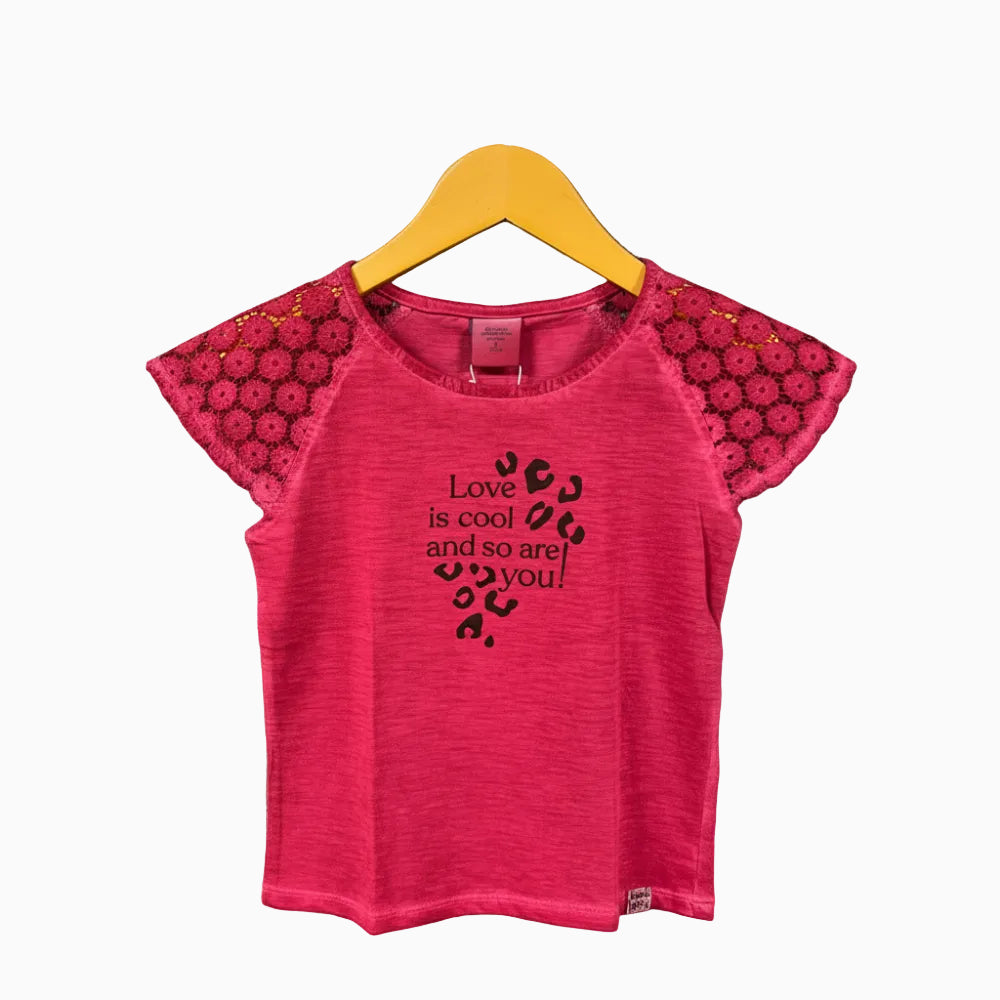 Boboli t-shirt manica corta in pizzo fucsia bambina - Abbigliamento bambini firmato | CDifferent Outlet