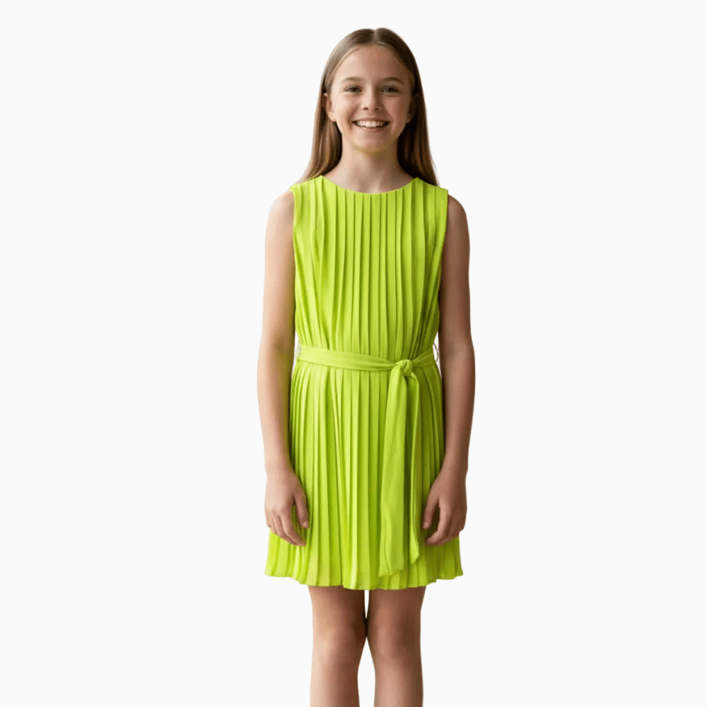 Kocca vestito bambina verde lime plissettato