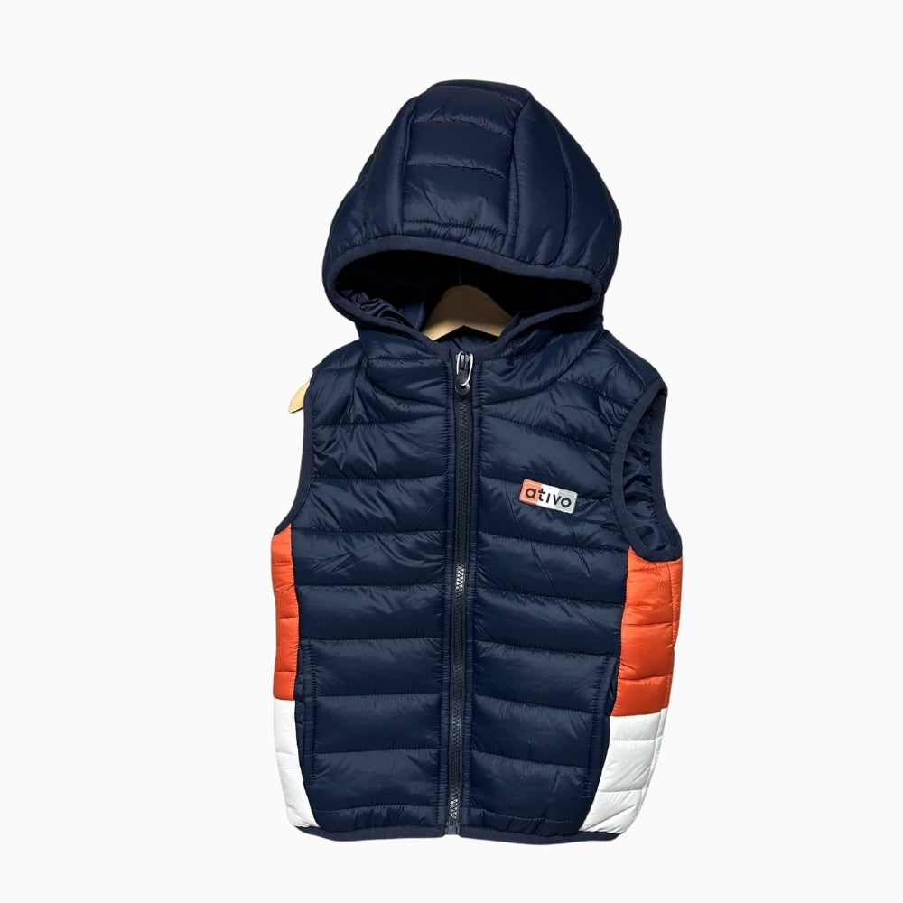 Ativo piumino smanicato con cappuccio bambino nero