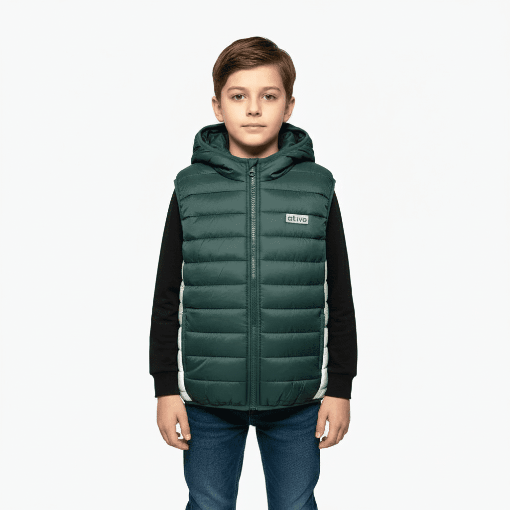 Ativo piumino smanicato con cappuccio bambino - Abbigliamento bambini firmato | CDifferent Outlet