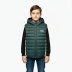 Ativo piumino smanicato con cappuccio bambino nero