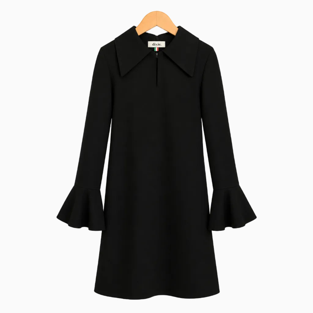 Dixie abito nero con colletto e maniche a campana bambina | CDifferent Outlet