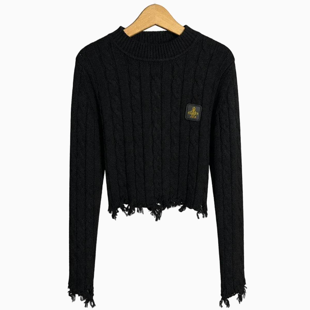 RefrigiWear maglione nero cropped con dettagli strappati bambina | CDifferent Outlet