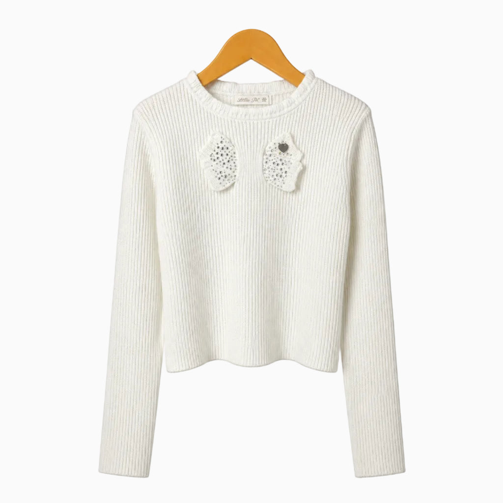Alice Pi maglia avorio con applicazioni di strass e fiocchi bambina | CDifferent Outlet