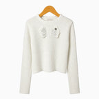 Alice Pi maglia avorio con applicazioni di strass e fiocchi bambina | CDifferent Outlet