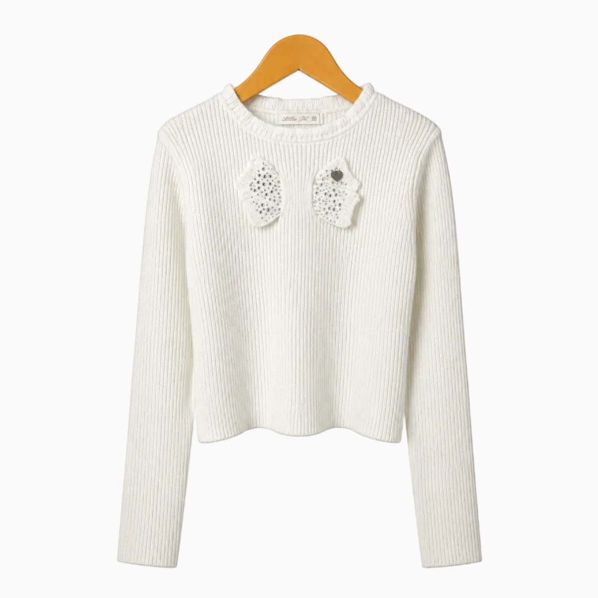 Alice Pi maglia avorio con applicazioni di strass e fiocchi bambina | CDifferent Outlet